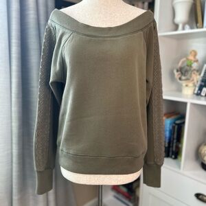 Abercrombie & Fitch Khaki Off-Shoulder Sweatshirt
